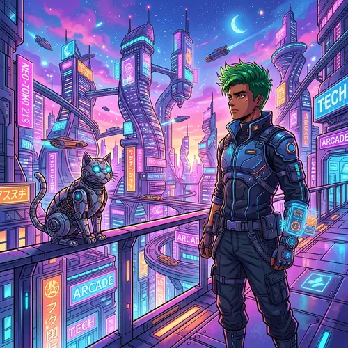 Surreal Anime Scene in Vibrant City | Fantasy Art