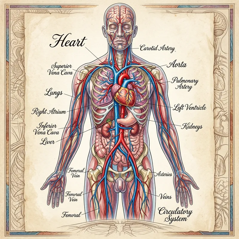 Human Body Illustration: Heart and Circulatory System Human Body Illustration: Heart and Circulatory System
