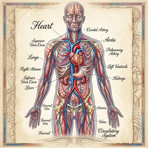 Human Body Illustration: Heart and Circulatory System