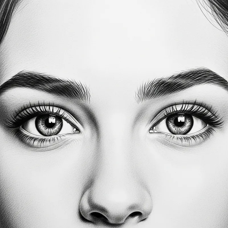 Realistic Pencil Drawing of Eyes and Eyebrows