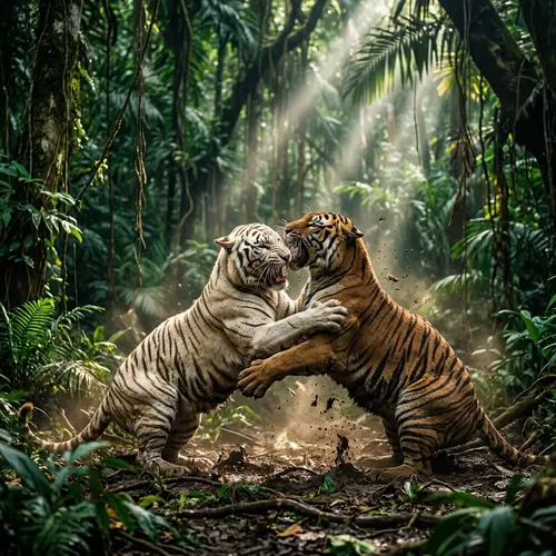 White Tiger vs Brown Tiger: Epic Jungle Battle