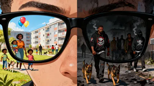 Split-Reality View Through Sunglasses Illustration