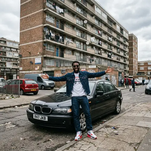Confident Man by Black BMW in Brixton
