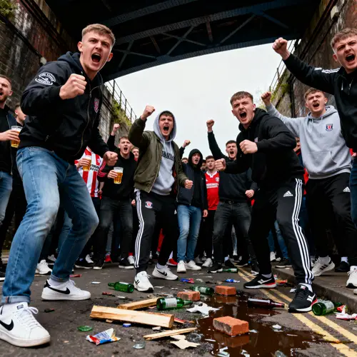 Football Hooligans: A Chaotic Scene Unfolds