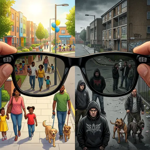 Split-Reality View Through Sunglasses Illustration