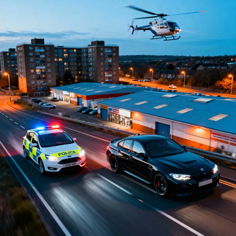 Aerial View of South London: High-Speed Police Chase Aerial View of South London: High-Speed Police Chase