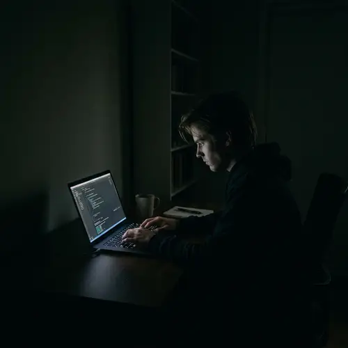 Dark Room Laptop Glow: Eerie Shadows & Subtle Light
