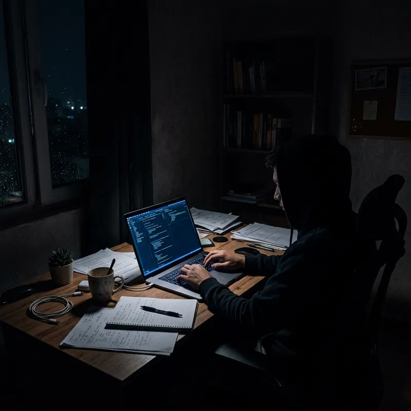 Darkness Room Laptop: Solitary Digital Scene