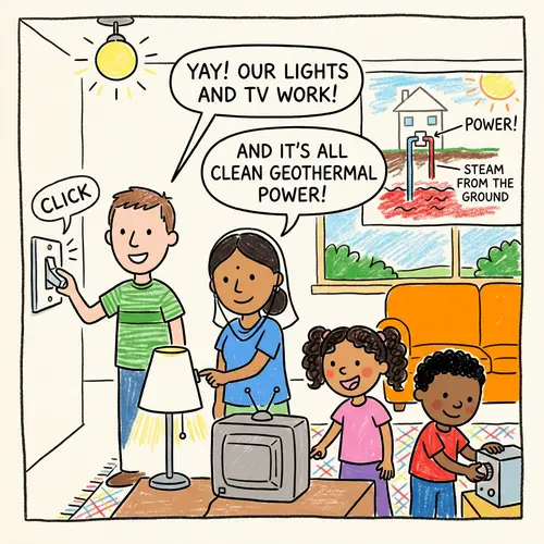 Happy Family Enjoying Geothermal Energy at Home