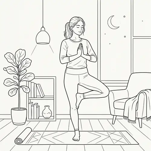Gentle Yoga Poses at Home in Evening