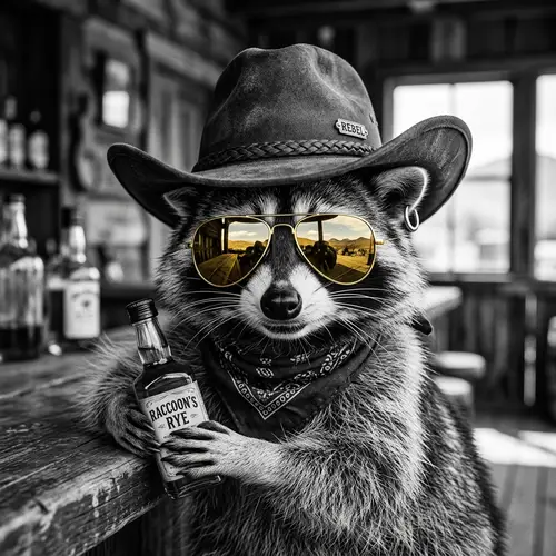 Rebellious Raccoon Cowboy Portrait