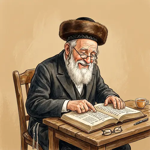 Hasidic Elderly Man Learning Torah Art