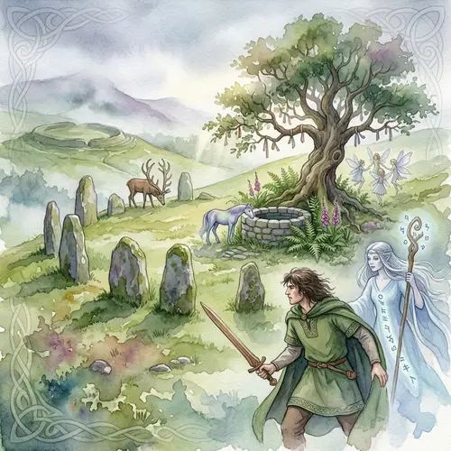 Celtic Folklore Watercolor Art | Mythical Creatures, Sacred Trees