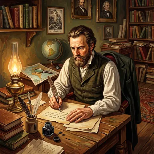 Historical Figure Crafting Revolutionary Novel Illustration