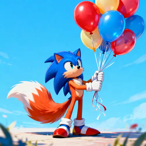 Tails from Sonic the Hedgehog with Balloons