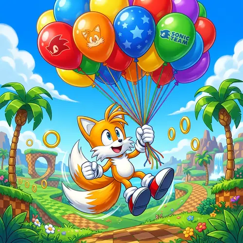 Tails from Sonic the Hedgehog with Balloons