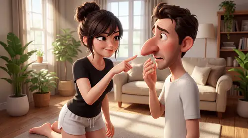 3D Animated Teasing Woman in Pajamas