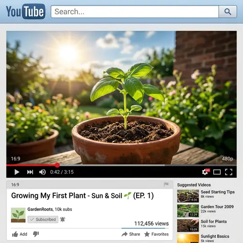 Classic Motion Plant Image in Soil with Sun