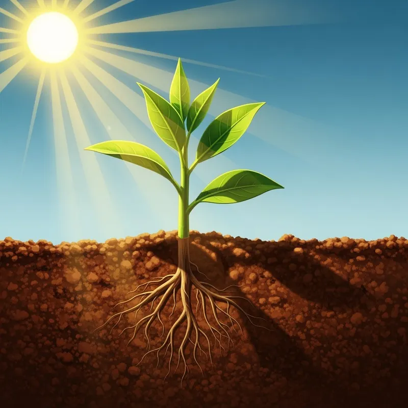 Classic Motion Plant Image in Soil with Sun