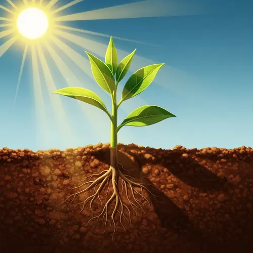 Classic Motion Plant Image in Soil with Sun