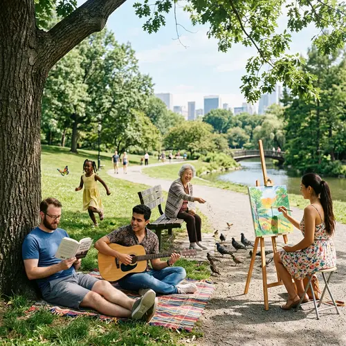 Tranquil Park Scene: Harmony in Diversity