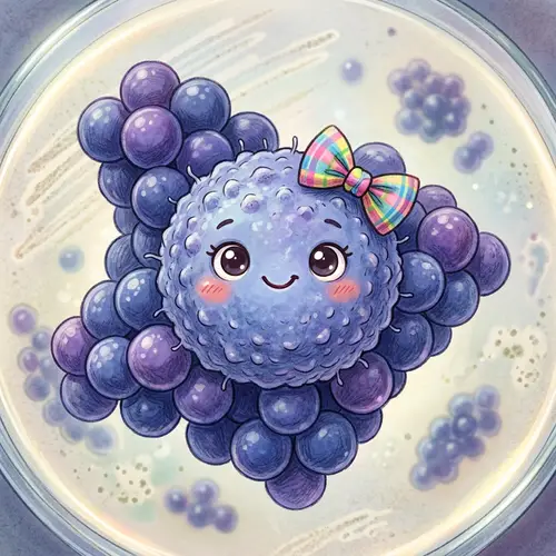 Adorable Staphylococcus Bacterium with a Bow - Illustration