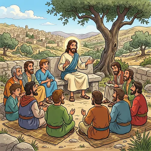 Jesus and His Apostles in Cartoon Style