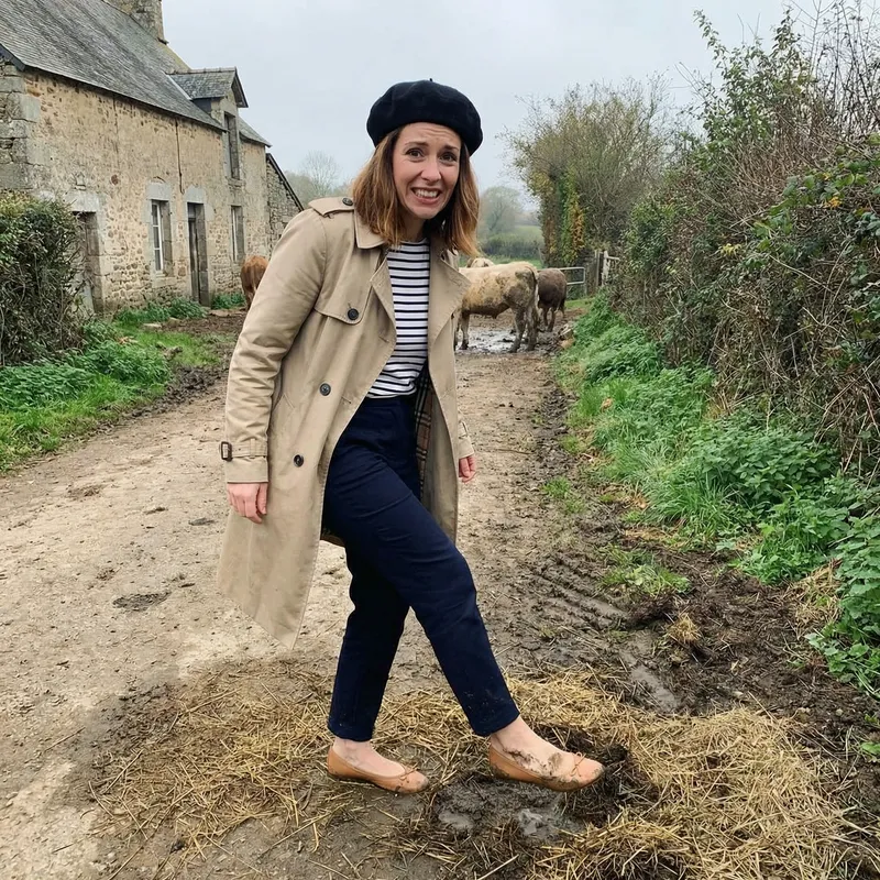 French Woman Steps in Cow Dung: A Humorous Encounter