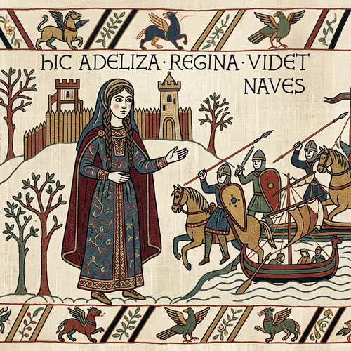 Woman in Bayeux Tapestry Style Art