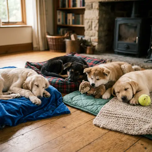 Adorable Puppy Sleeping Scene - Diverse Breeds Napping Peacefully