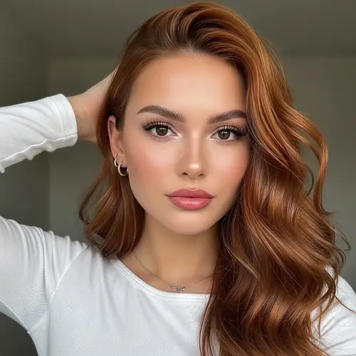 Elegant Girl with Warm Brown Hair and Natural Beauty