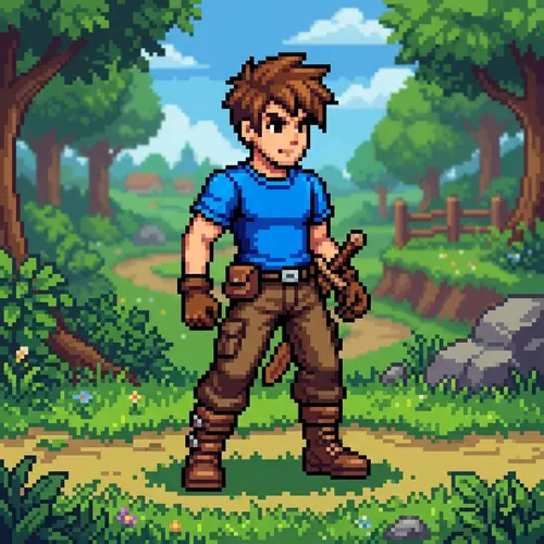 Character Sprite with Blue T-Shirt