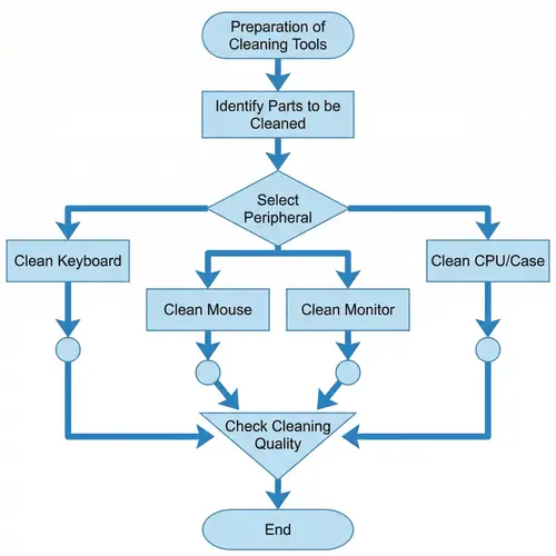 Flowchart Symbols & Steps for Cleaning Computer Parts