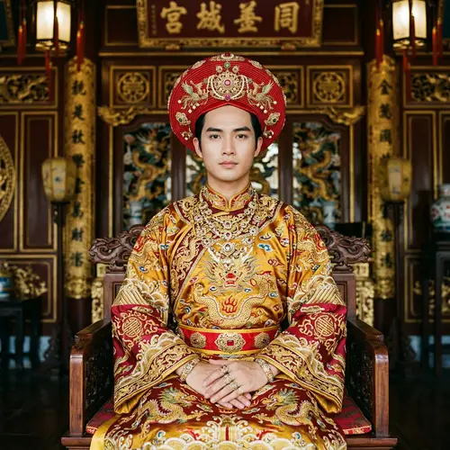 Feudal Era Prince in Traditional Vietnamese Royal Attire