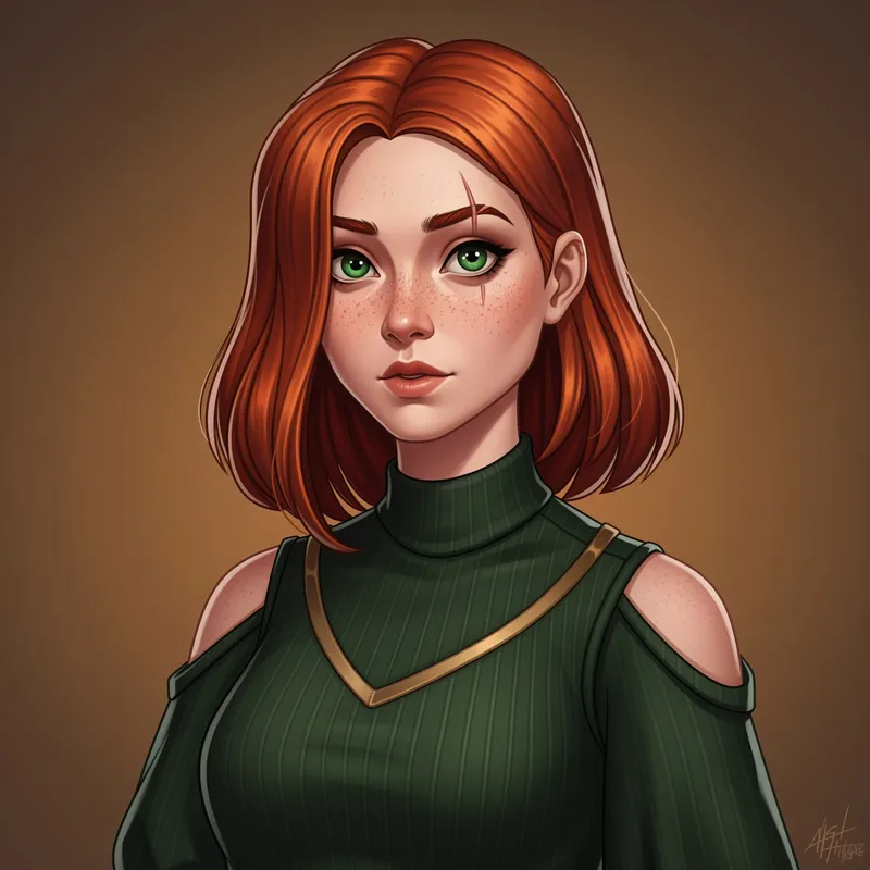 Charming Freckled Girl with Fiery Red Hair