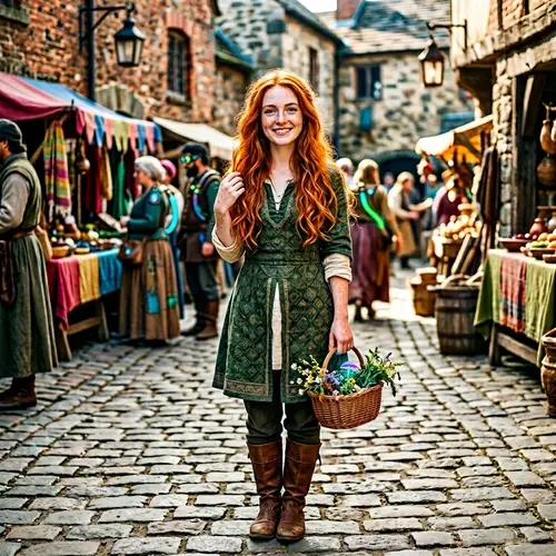 Charming Freckled Girl with Fiery Red Hair