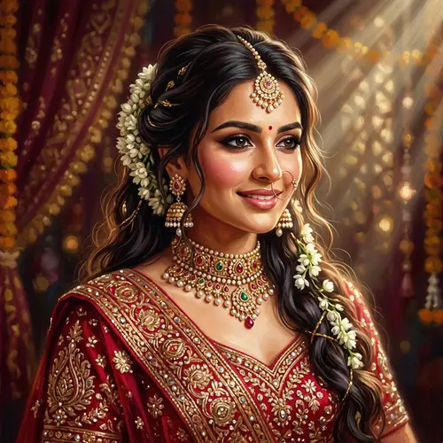 Stunning Indian Bride Portrait in Red & Gold