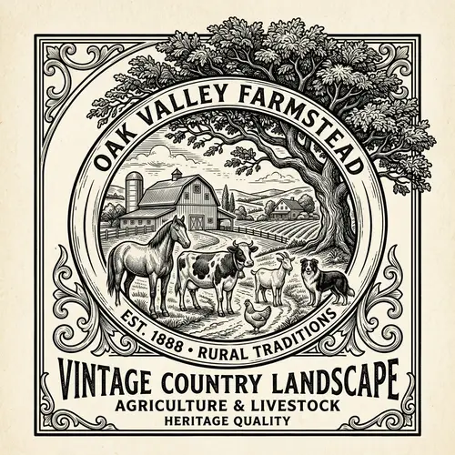 Vintage Farm Logo Design for T-Shirts