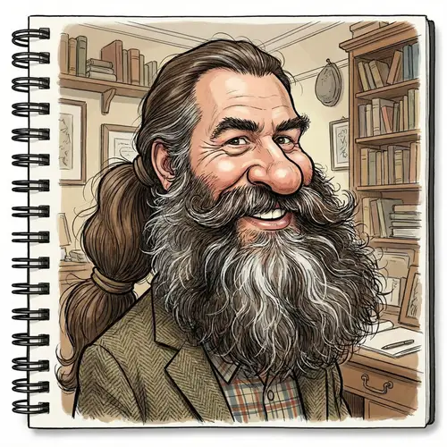 Man with Large Grey Beard and Ponytail