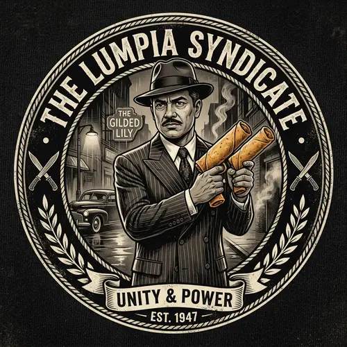 South Asian Mafia Emblem with Lumpia Guns