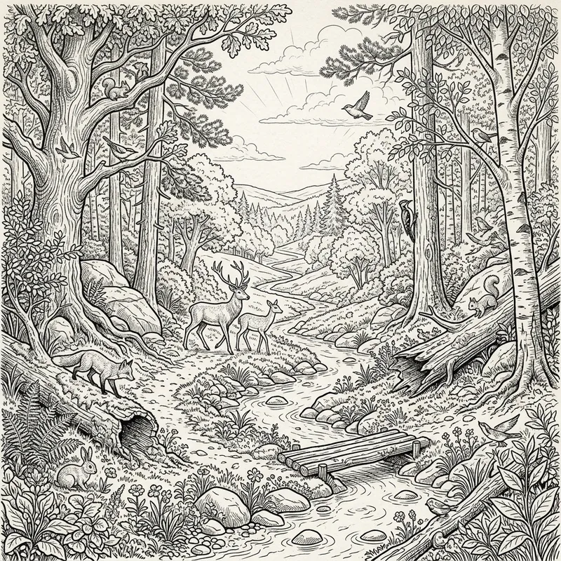 Detailed Woodland Environment Concept Art