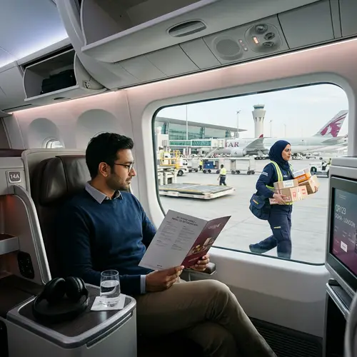 Man Ordering Food on Plane | Courier Seen Outside Window
