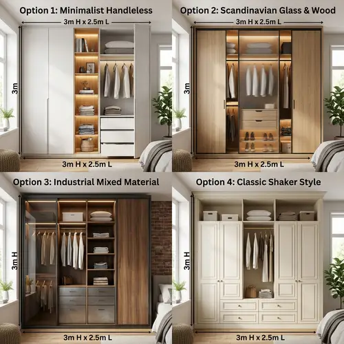 Wardrobe Design Ideas for 3m x 2.5m Wall