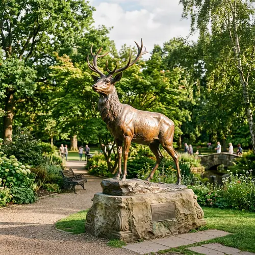 Majestic Deer Monument in Serene Park - Sculpture of Finesse