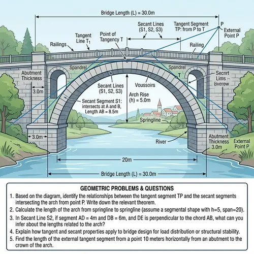 Detailed Arch Bridge Design with Geometric Measurements