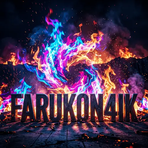 Neon Fire: FARUKON4IK Inscription in Vibrant Blaze