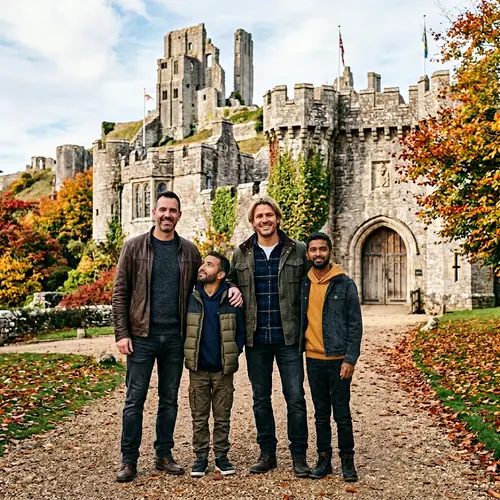 Modern Autumn Family Portrait | Diverse 40-Year-Old Men & Sons at Old Castle
