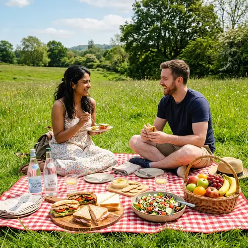 Perfect Picnic Lunch on a Sunny Meadow