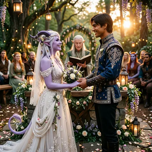 Enchanted Wedding of a Tiefling and Human