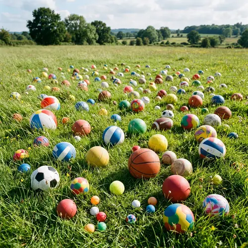 Vibrant Balls in a Scenic Field